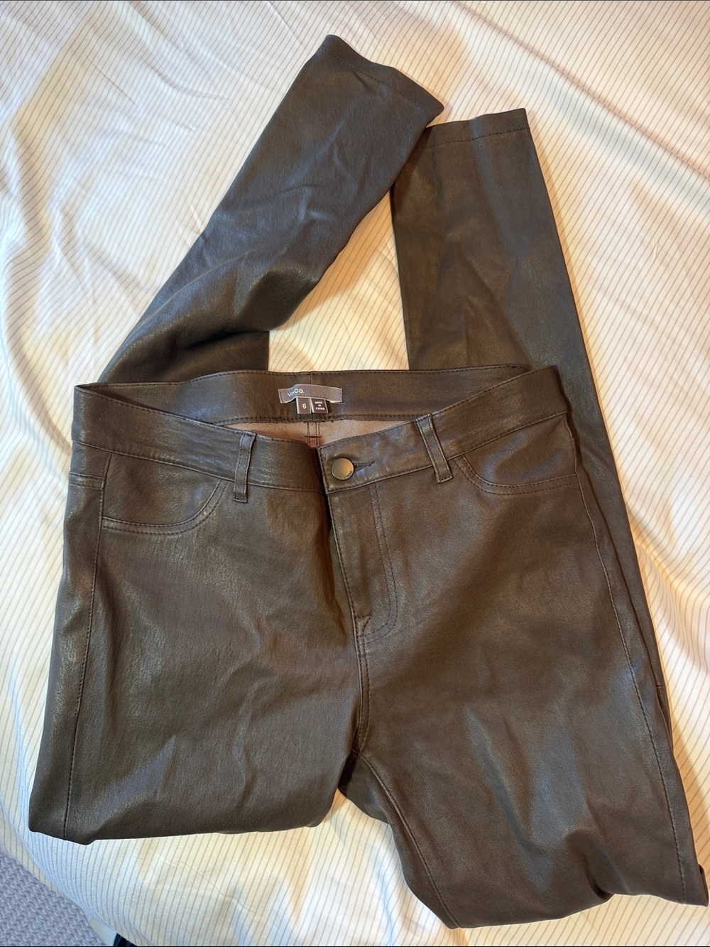 Vince Black Faux Leather Skinny Brown
